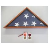 US Flag In Display Box, Military Medals, Pin
