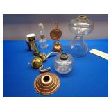 Pair Old Oil Lamp Bases, Lamp Parts, Burners