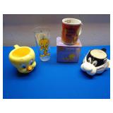 Tweety And Sylvester Figural Mugs 1973 Pepsi Glass