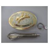 German Silver Belt Buckle, Rogers Silver Ring