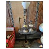 2 Oil Lamps, Floor Lamp With Side Table