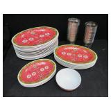 Asian Restaurant Plates, Bowl and Hot Tea Cups