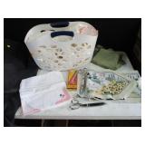 Basketful of Lace, Scissors, Kitchen Towels