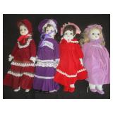 4) Porcelain Dolls With Velvet Type Dresses
