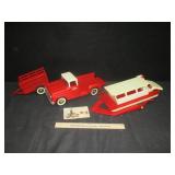 Red Tonka Toys Truck, Boat, Trailer