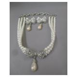 Beaded Drop Chocker With Matching Earrings