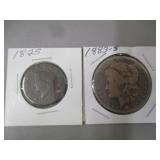 1825 & 1883-S Morgan Silver Dollars