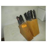 2) Kitchen Knife Blocks With Knives