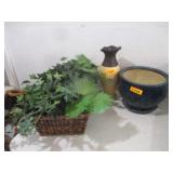 Planter Pot, Vase, 2) Greenery Plants