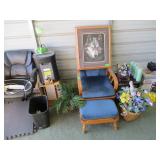 Blue Rocking Chair with Ottoman, Candles