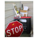 2) Saw Horses, Large STOP Sign, Chains