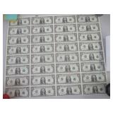 Sheet Of One Dollar Bills