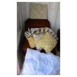 King Down Comforter, 3) Throw Pillows, Pin Board
