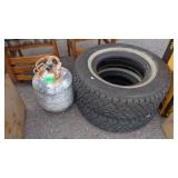 2) StudedSnow Tires, Propane Tank