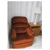 Recliner, End Table and Lamp
