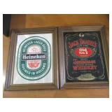Heineken and Jack Daniels Framed Mirrors