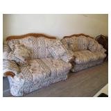 Matching Sofa & Loveseat With Oak Trim by