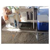 Folding Camp Table, Cooler, Folding Chair