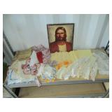 Doilies, Embroidered Cloth Napkins, Jesus Picture