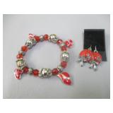 Red Hat Bracelet and Earrings