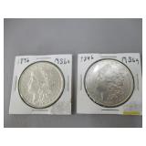 2) 1896 Silver Dollars