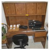 Desk with Hutch, Printer, 3) Paper Rolls, Chair