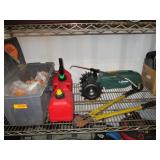 2) Gas Cans, Tractor Sprinkler, Bolt Cutters