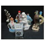 8) Decanters: Blue Goose, Reno, Paul Bunyan