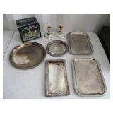 Silver Plated Candle Holder, Trays