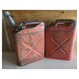 2) Red Metal Gas Cans