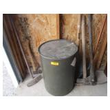 Metal Barrel, Shovel, Axe, Sledge Hammer