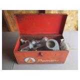 Red Metal Tool Box Full Of Parts