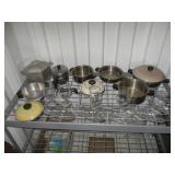 Cooking Pots with Pans, Glass Corn Dishes, Cups