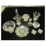 Variety Crystal Candy Dishes, Napkin Holders, Vase