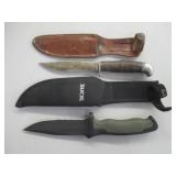 Buck Knife And Knife With Leather Sheath