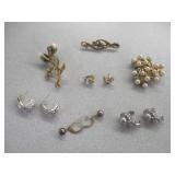 Pierced Earrings, S. Bros Pin, Brooch