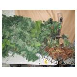 Green Christmas Garland and Pine Cones in Basket