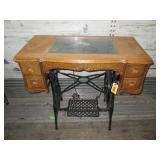 Antique Oak Lighted Sewing Table