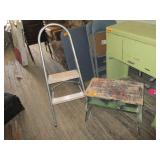 Wood Bench and Step Ladder