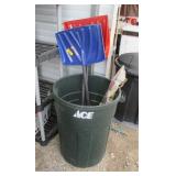 Snow Shovels, Trash Can, Yard Decor