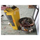 Space Heater, Bungee Cords, Bucket, Rope