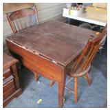 Table with Folding Leaves and 2) Chairs