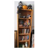 Tall Wood Bookshelf with Contents