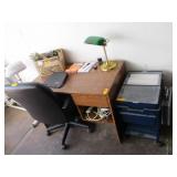 Desk, Chair, Cart, Lamp, Contents Included