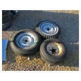 3) Tires With Rims, Silver Semi Bumper