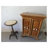 Butler Storage Cupboard And Round Marble Top