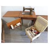"New Home" Sewing Machine In Cabinet, Sewing