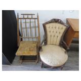 Vintage Ladies Chair And Folding Chair