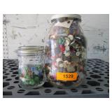 Large Jar of Buttons and Small Jar of Marbles