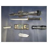 Pocket Knives, Flash Light, Knife With Sheath